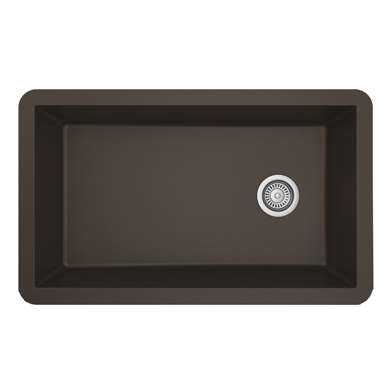 Karran Quartz 31-3/4'' X 19-1/4'' Single Bowl Undermount Kitchen Sink Kit, Brown