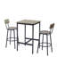 Ensemble de tables de bar compactes 23,62 po x 23,62 po x 35,43 po gris, 2 tabourets de dossier en polyuréthane pour coin-repas-1386436757