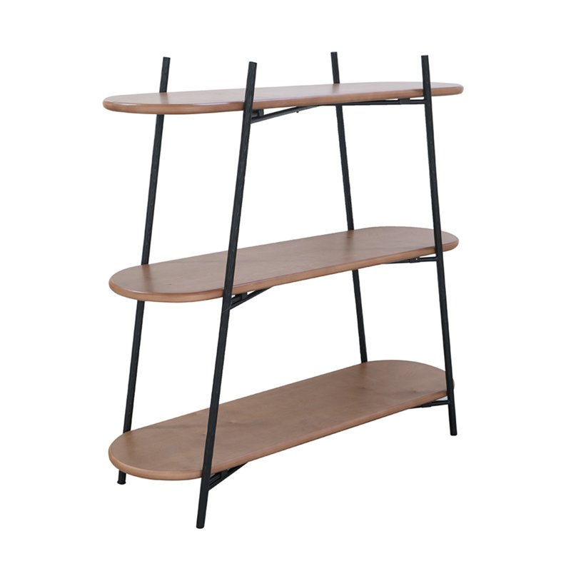 Three-Tiered Shelving Unit with Iron Frame