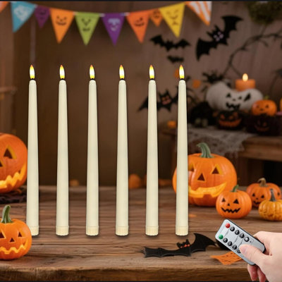 Flameless LED Candle Sticks with Remote Control Timer, 6 Pack Battery Operated Taper Candles, Realistic 3D Wick LED Dinner Candles, Battery Fake Candles for Wedding, Party, Valentine's Day Decor