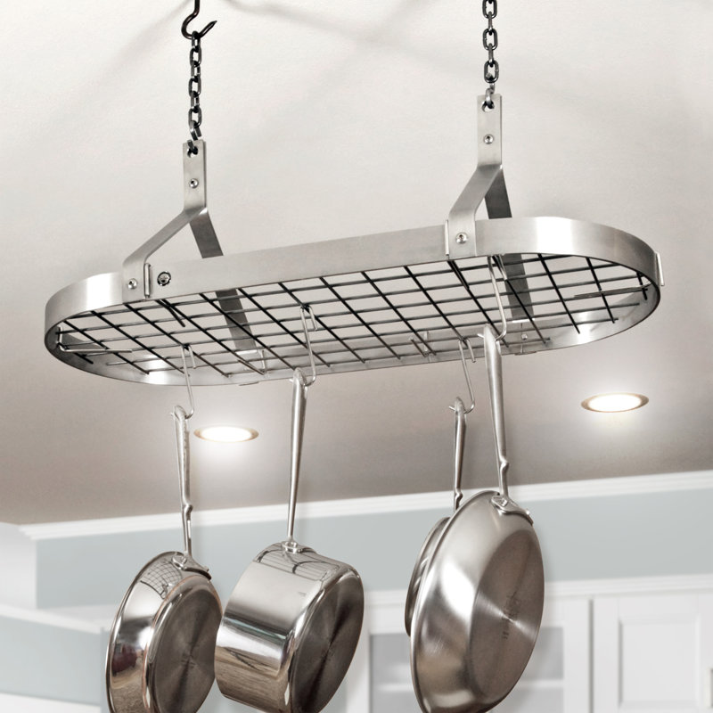 Handcrafted Contemporary Ceiling Pot Rack with 12 Hooks