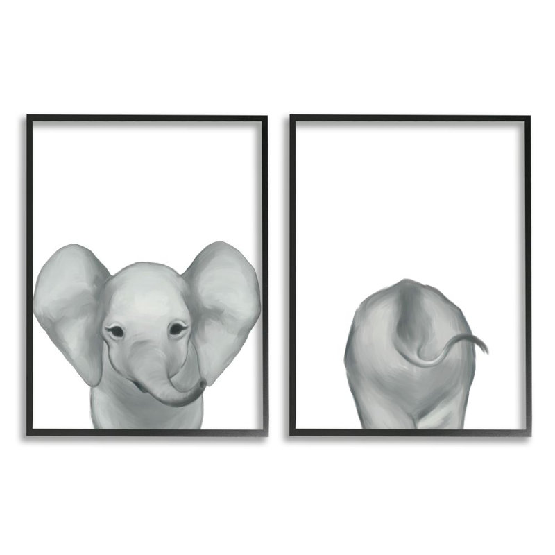 «Baby Elephant devant et derrière les animaux de zoo pour enfants» par Ziwei Li - ensemble de 2 impressions