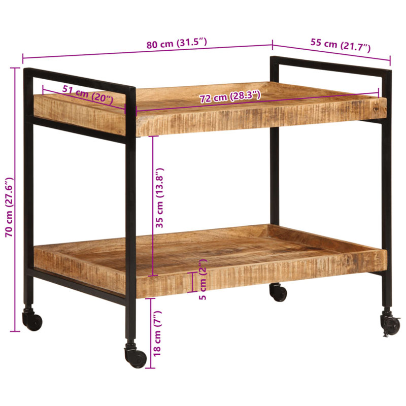 Alliber Solid Wood Bar Cart