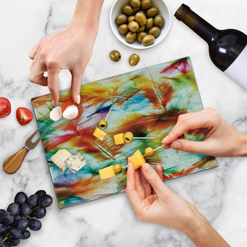 Multicolore Planche à découper en verre trempé Ambesonne