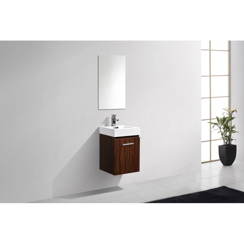 Ensemble de meuble-lavabo simple mural 16 po Royka, Noyer