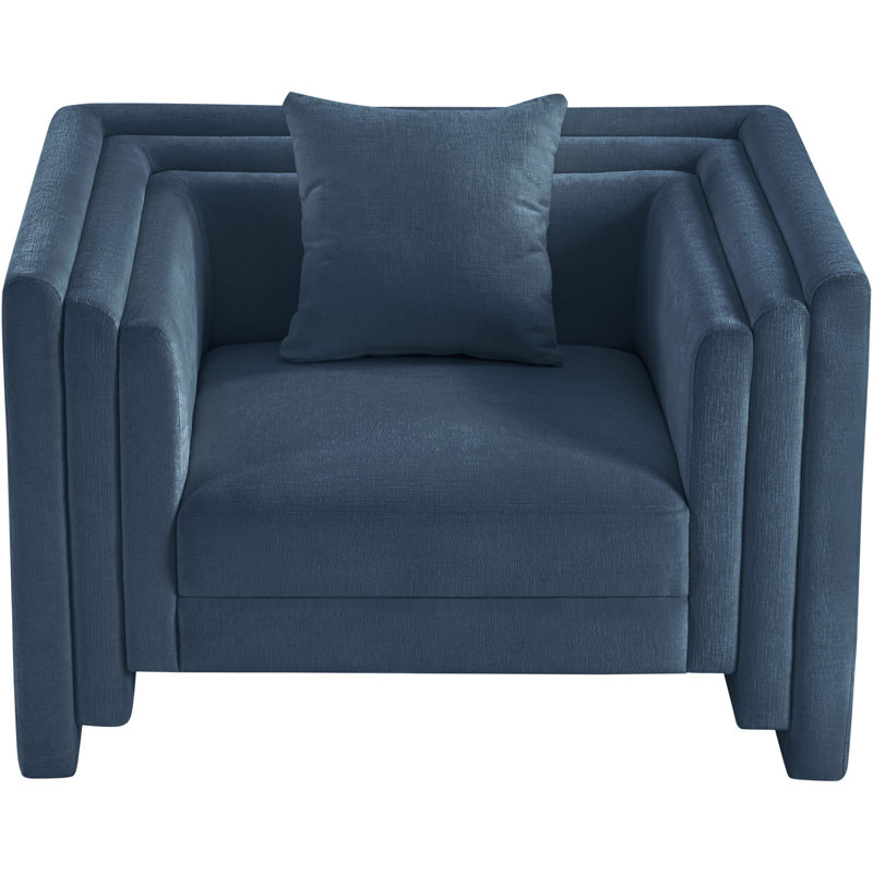 Everett Jalice Chenille Fabric Upholstered Chair, Light Blue Chenille Fabric