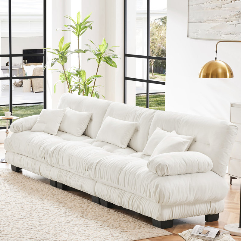 3 sièges profonds, revêtement en chenille, confort pour tous les types d'espaces de vie, bureaux, appartements modulaires blancs, sièges, confortables