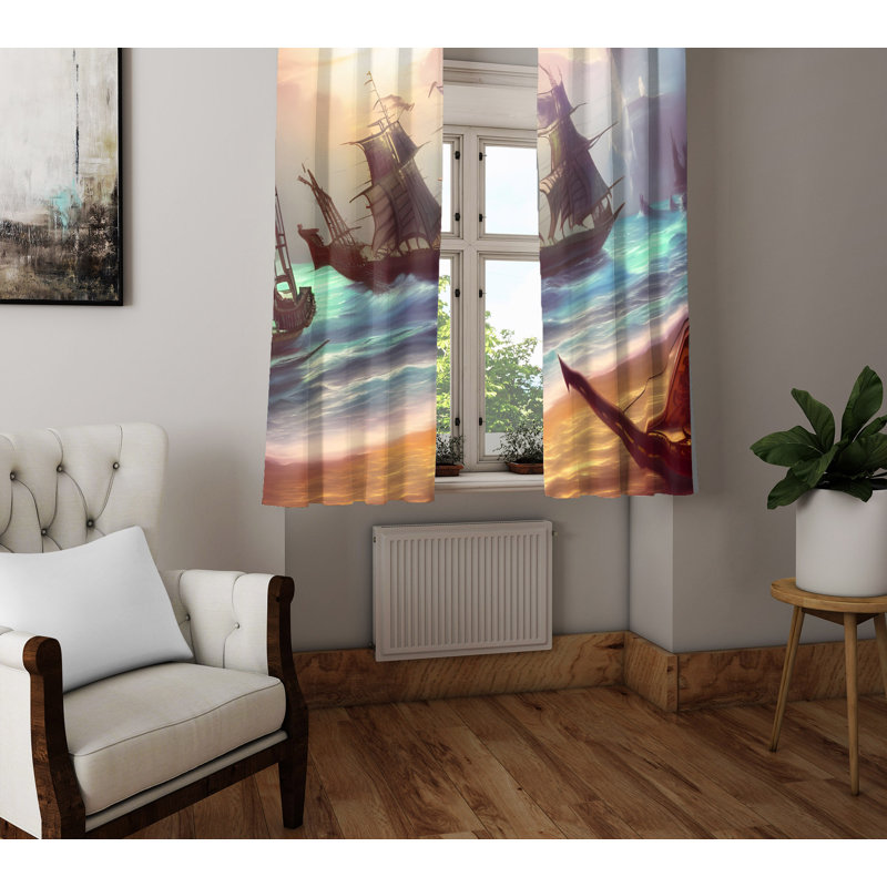 Dipika Semi Sheer Curtain Pair, 20" W x 82" L