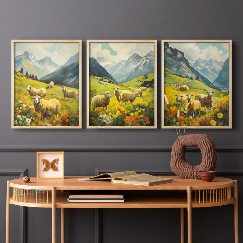 Lanscape Study Series CV -Set of 3 Fric Giclee Prints -Prêt à accrocher, H 10 po x l 8 po, Encadré naturel