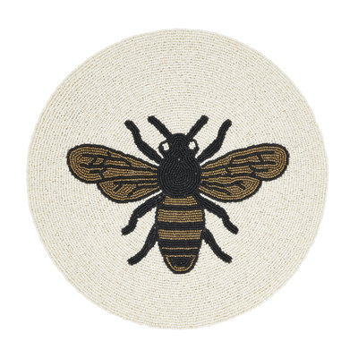 Gold Beaded Honeybee Placemat 15" Round, 1-piece