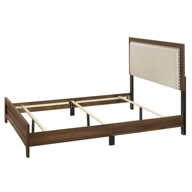Très grand lit très grand avec tête de lit décorative en cerisier brun, Très grand lit, Brun
