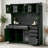 Black Light-Luxury 63-Inch Coffee Bar Cabinet — Featuring Multiple Drawers And Compartments, Built-In Power Outlets, Towel Rack, And Adjustable Shelves.