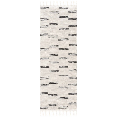 Jenell Striped Machine Woven Polypropylene Area Rug in Cream