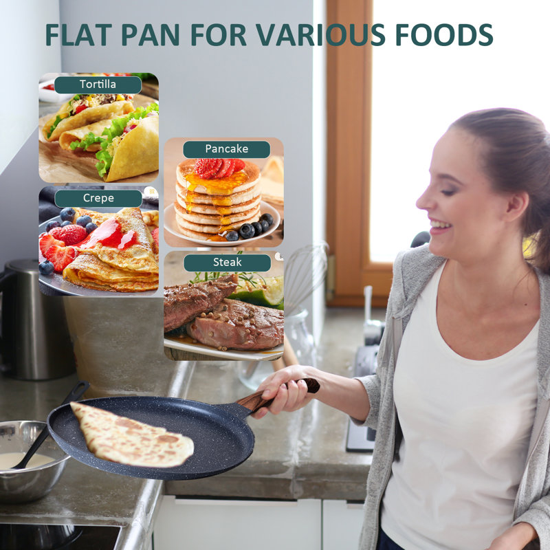 11-Inch Black Ceramic Nonstick Crepe Pan with Ergonomic Handle