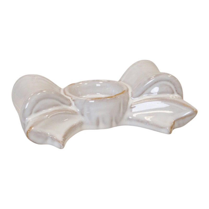 Natural Ceramic Bow Candle Holder