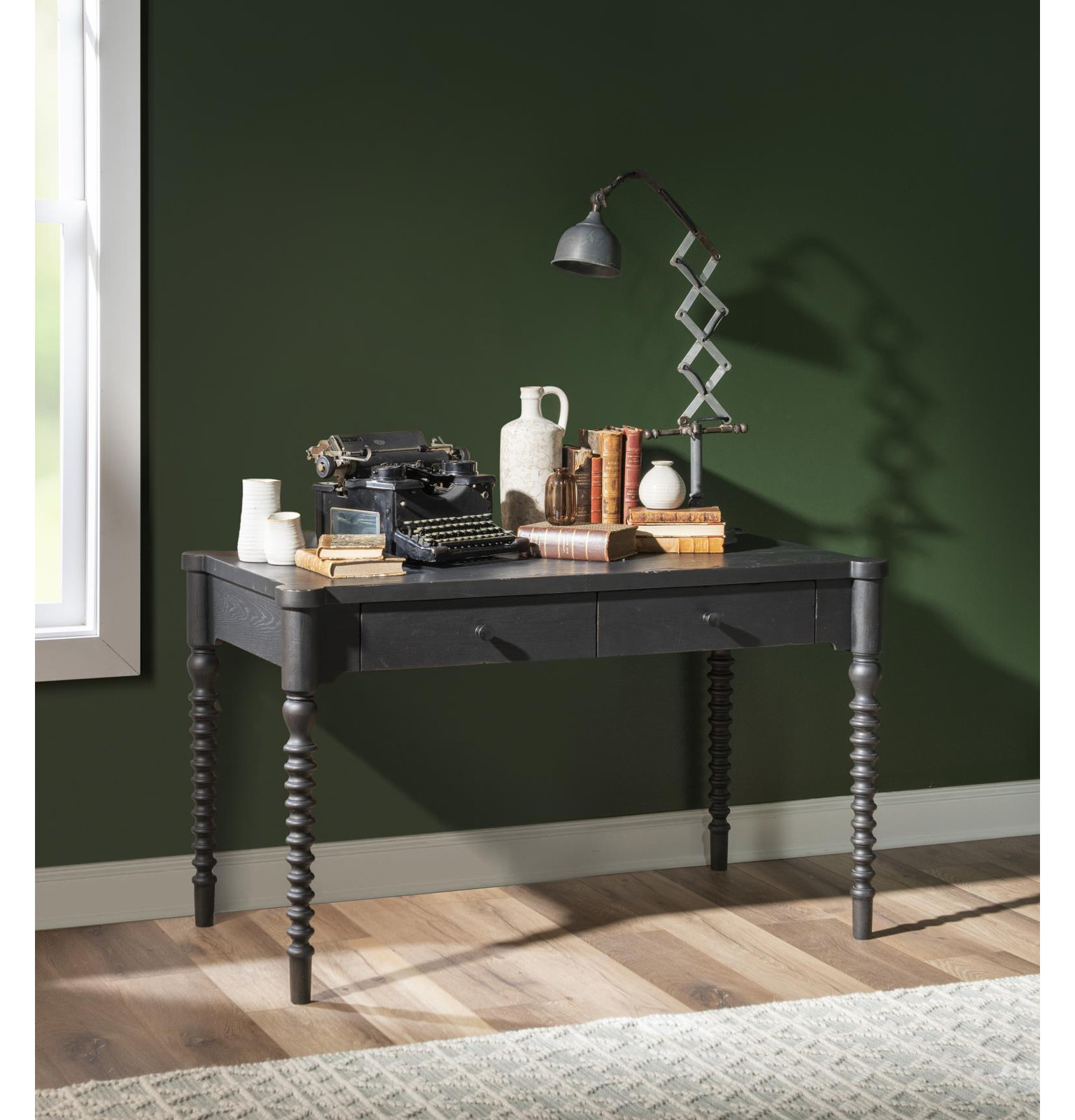 Country Living 52" 2-Drawer Desk, Black