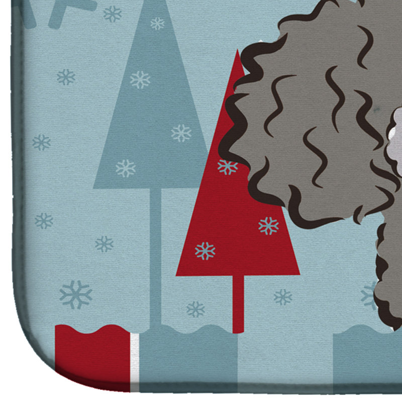 Tapis de séchage caniche de noël winter, Gris