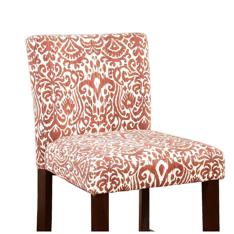  Bar Stool With Patterned Fabric Upholstery
