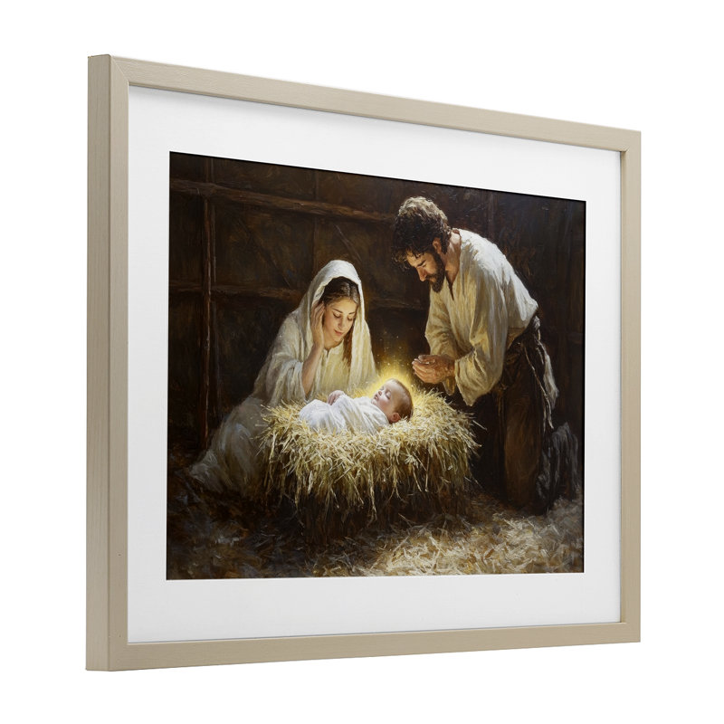 «Christ Is Born Nativité», reproduction sous verre encadrée, design par Petal Prints Design, H 14 po x l 20 po