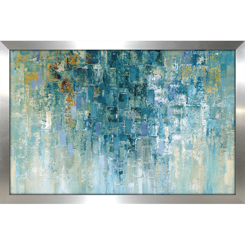 «I Love the Rain» par Nan - reproduction, H 21,5 po x l 27,5 po x P 0,75 po, Encadrement argenté