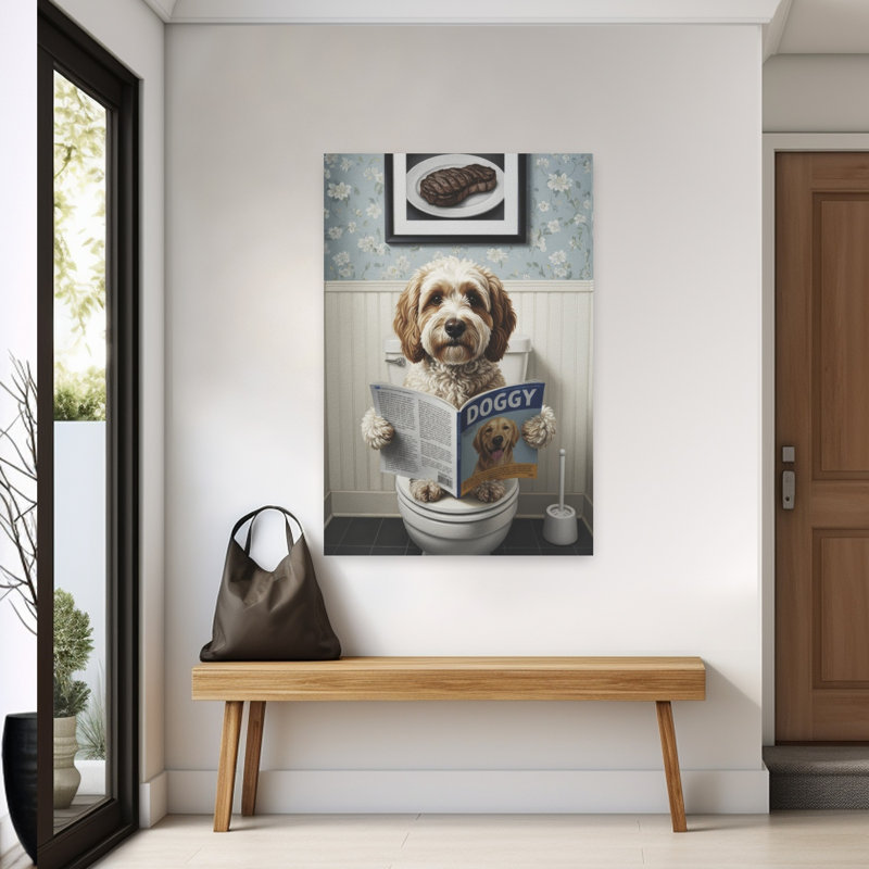 Dog's Bathroom Read by Andreas Magnusson - Wrapped Canvas Print, 152.4 cm H x 101.6 cm W