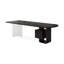 Bureau en bois massif noir + demi-cercle transparent + acier + acrylique avec 2 tiroirs-448856690-448856702