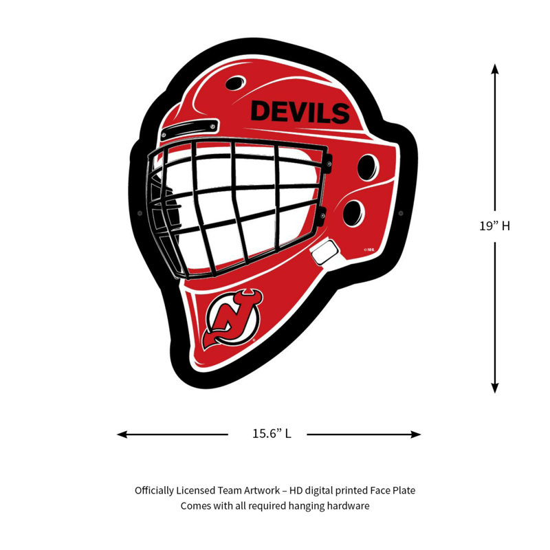 NHL Team Helmet Shaped LED Lighted Wall Sign, New Jersey Devils