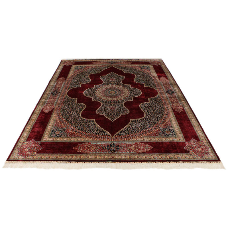 Tapis turc rouge et ivoire 9 x 12