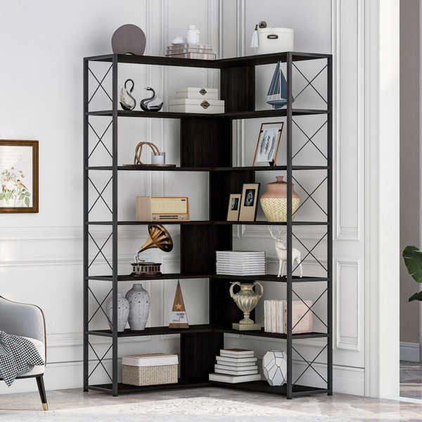 Kechi Corner Shelf Corner Bookcase with 5 Tier Storage Shelves for Bedroom,  Living Room