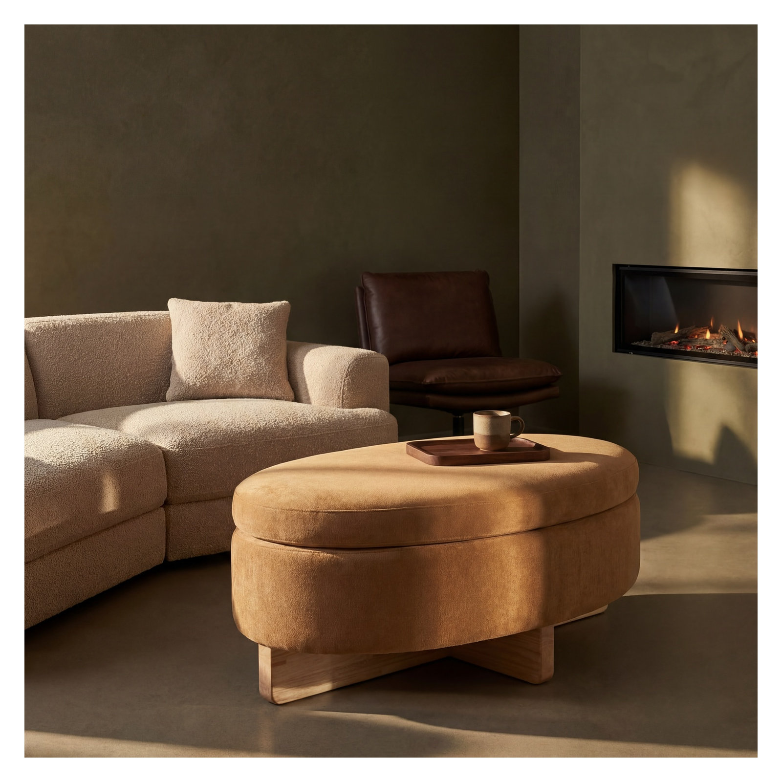 Roohan 48" Storage Ottoman, Brown