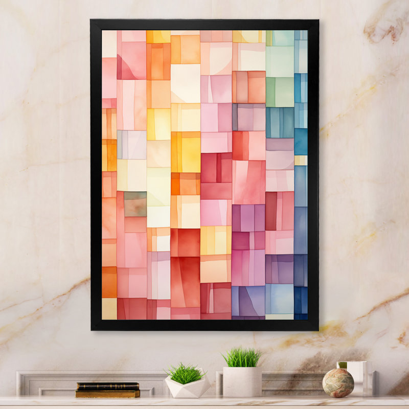 «Hardedge Pastel Symetry I», art mural abstrait sur toile FDP72677, H 20 po x l 12 po x P 1 po, Noir