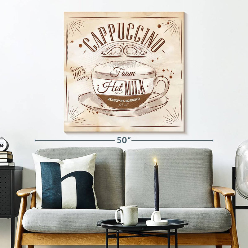 Affiche murale Khylige Cappuccino Cafe, H 33 po x l 33 po