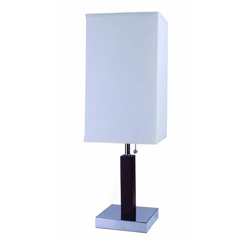 26"H Brown Square Wooden Table Lamp