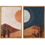 "Sun and Moon Day and Night Orange Desert Landscape", reproduction d'art sur toile encadrée 2 pièces-100136457-100136455