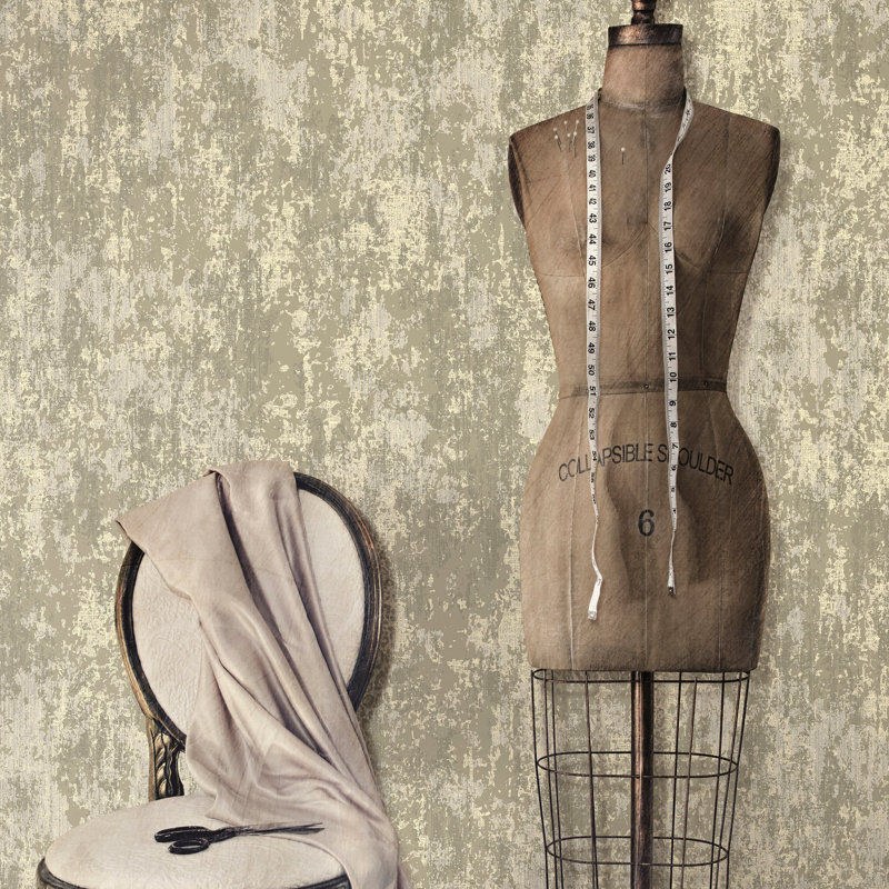 Lustre Metallic Concrete Wallpaper Roll, Gold