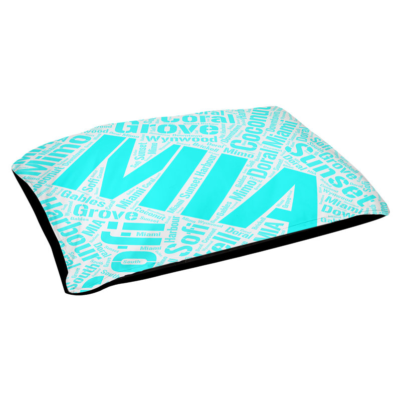 Coussin de chien « districts », Moyen (H 9,5 po x l 28 po x P 18 po), Cyan, Miami