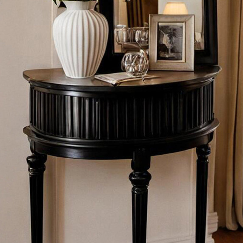 Black Solid + Manufactured Wood Console Table