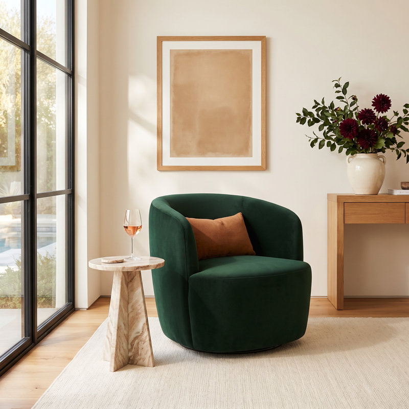 Maya Swivel Chair In Boucle, Classic Black Linen