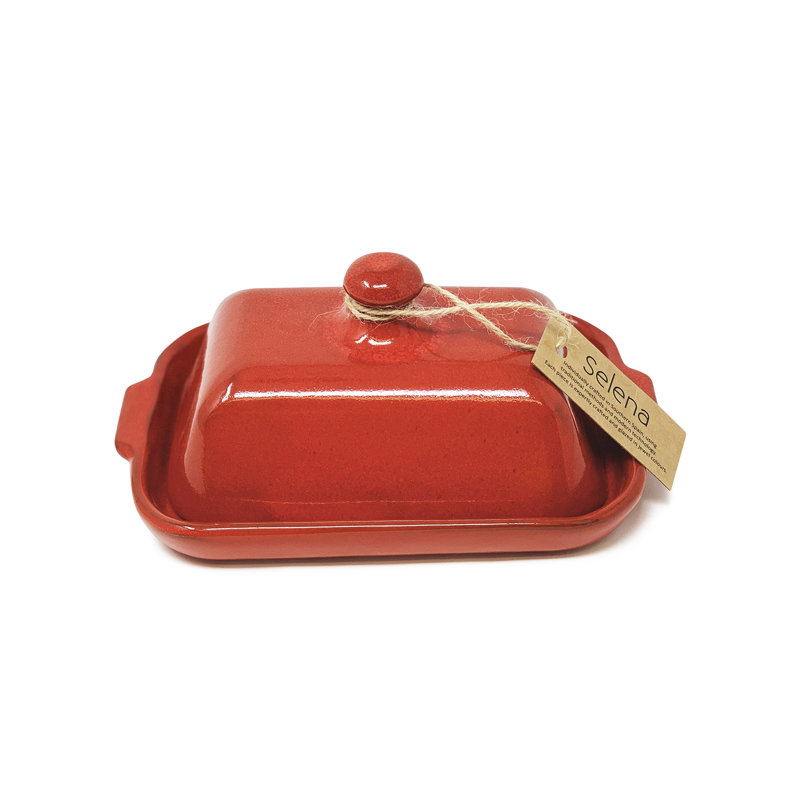Cassiopeia Butter Dish with Lid, Selena Red