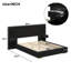 Grand lit plateforme tapissier grand avec lumières DEL circulaires-133225663-133225664
