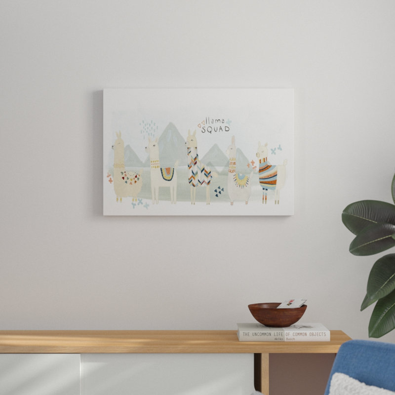 Llama Squad III by June Erica Vess - Painting on Canvas, 51cm H x 76cm W, Wrapped Canvas