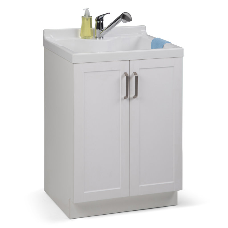 Évier utilitaire et armoire à lessive 24 po en ABS Kyle, Blanc pur