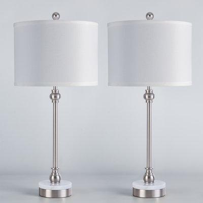 Grande lampe de table en marbre et en métal de 28,3 po de haut avec port USB intégré et port de type C - Lampes de table d'appoint modernes et amusantes pour chambre à coucher, table de chevet, salon et bureau
