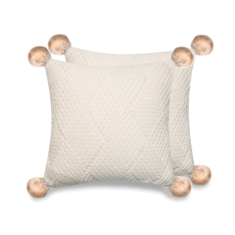 Housse de coussin en acrylique Bridenthal, Crème