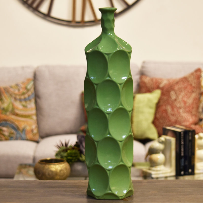Eaglin Table Vase, 22" H x 5.5" W x 5.5" D, Green