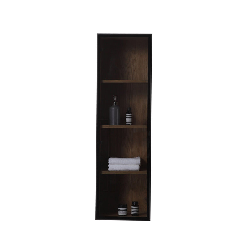 Luce 13" Wall-Mounted Side Cabinet, Pecan Oak/Matte Black