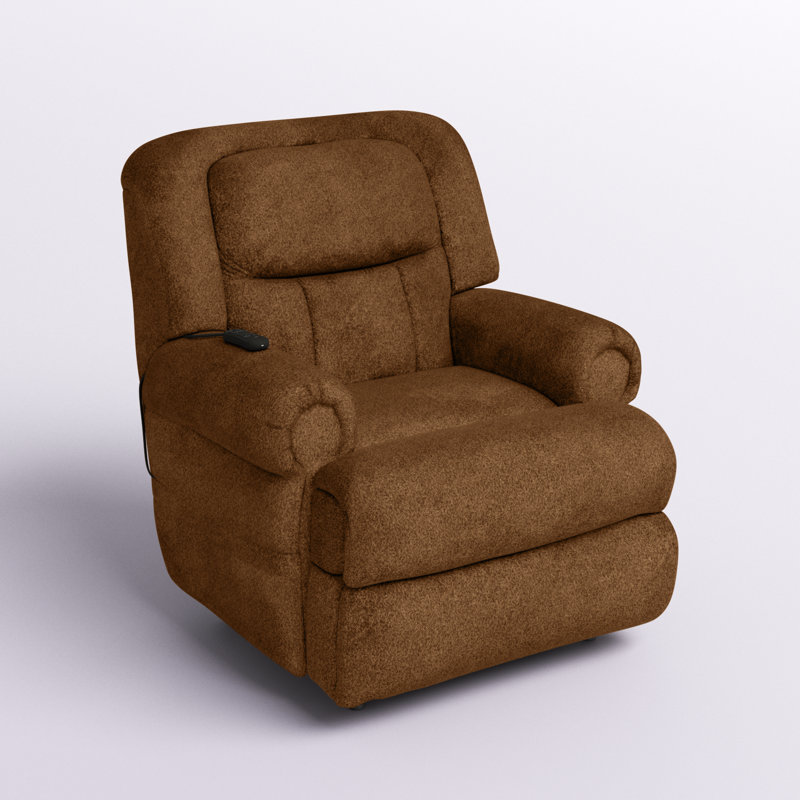 Anariah Upholstered Dual Motor Power Lift Assist Recliner, Brown Polyester