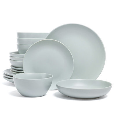 over&back Coupe 16-Piece Semi Hand-Finished Stoneware Dinnerware Set, Service for 4