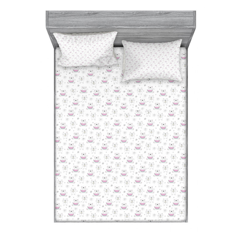 Microfiber Sheet Set, Full Sheet Set + Fitted Sheet + 2 Pillowcases, Cats