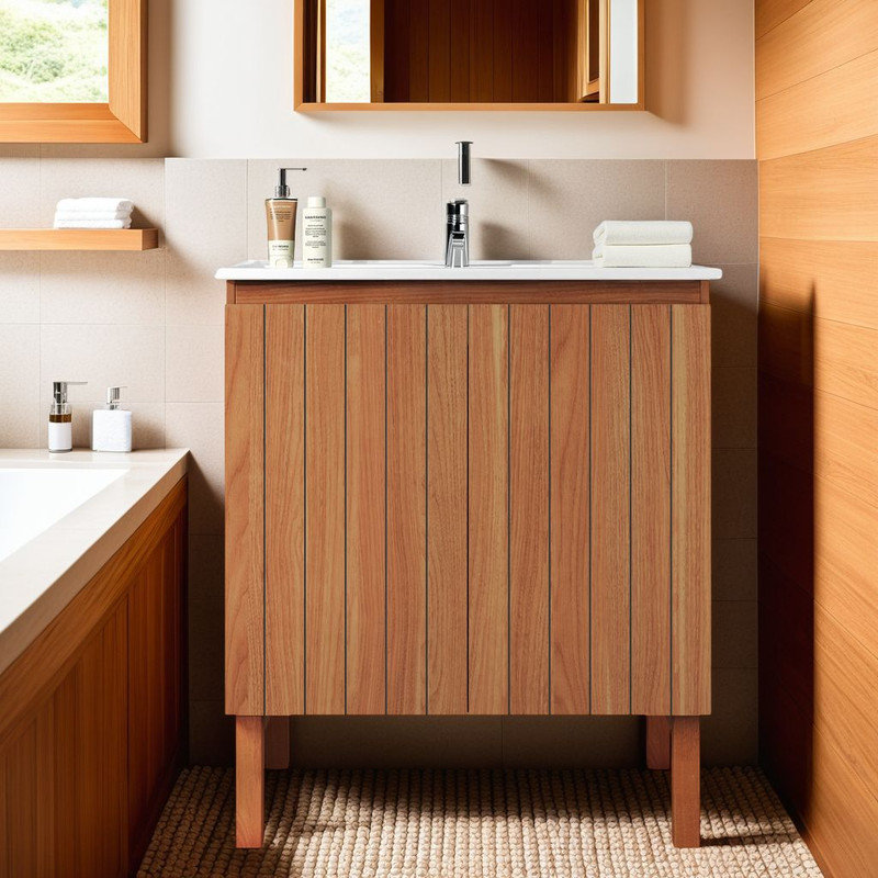 Meuble-lavabo moderne de 30 po - Lavabo en céramique, conception sans poignée, charnières à fermeture en douceur?